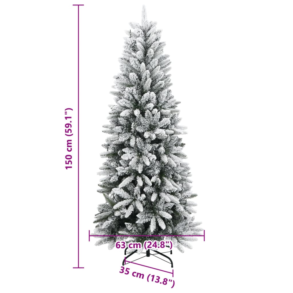 vidaXL Artificial Christmas Tree 150 LEDs and Flocked Snow 150 cm