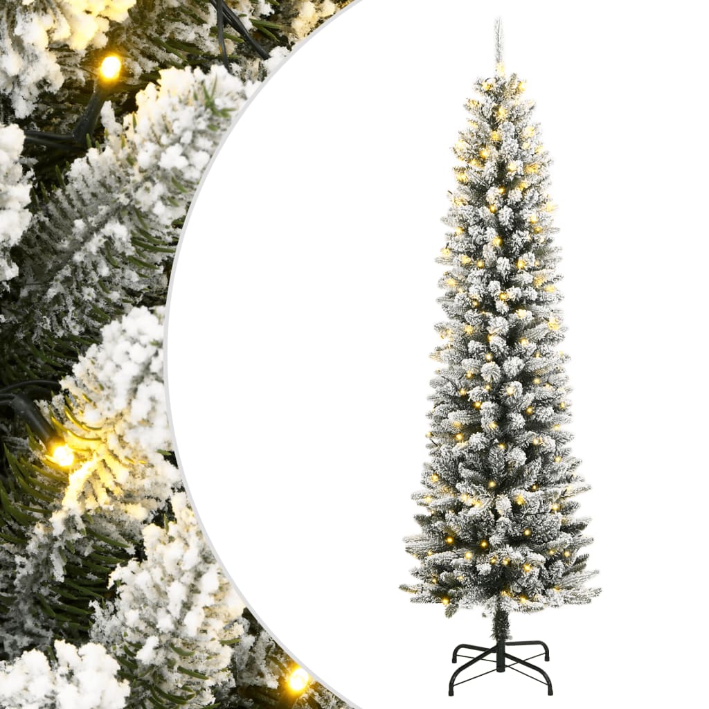 vidaXL Artificial Christmas Tree 150 LEDs and Flocked Snow 120 cm