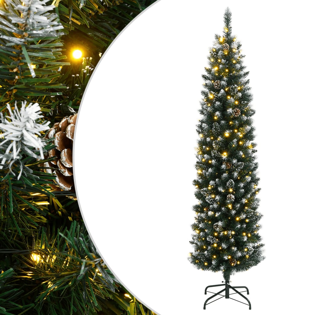 vidaXL Artificial Slim Christmas Tree 150 LEDs 120 cm