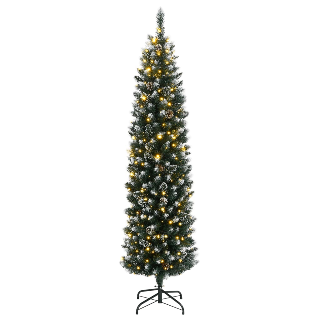 vidaXL Artificial Slim Christmas Tree 150 LEDs 120 cm