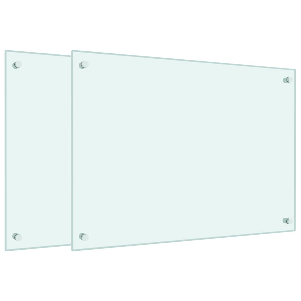 vidaXL Kitchen Backsplashes 2 pcs White 70x50 cm Tempered Glass