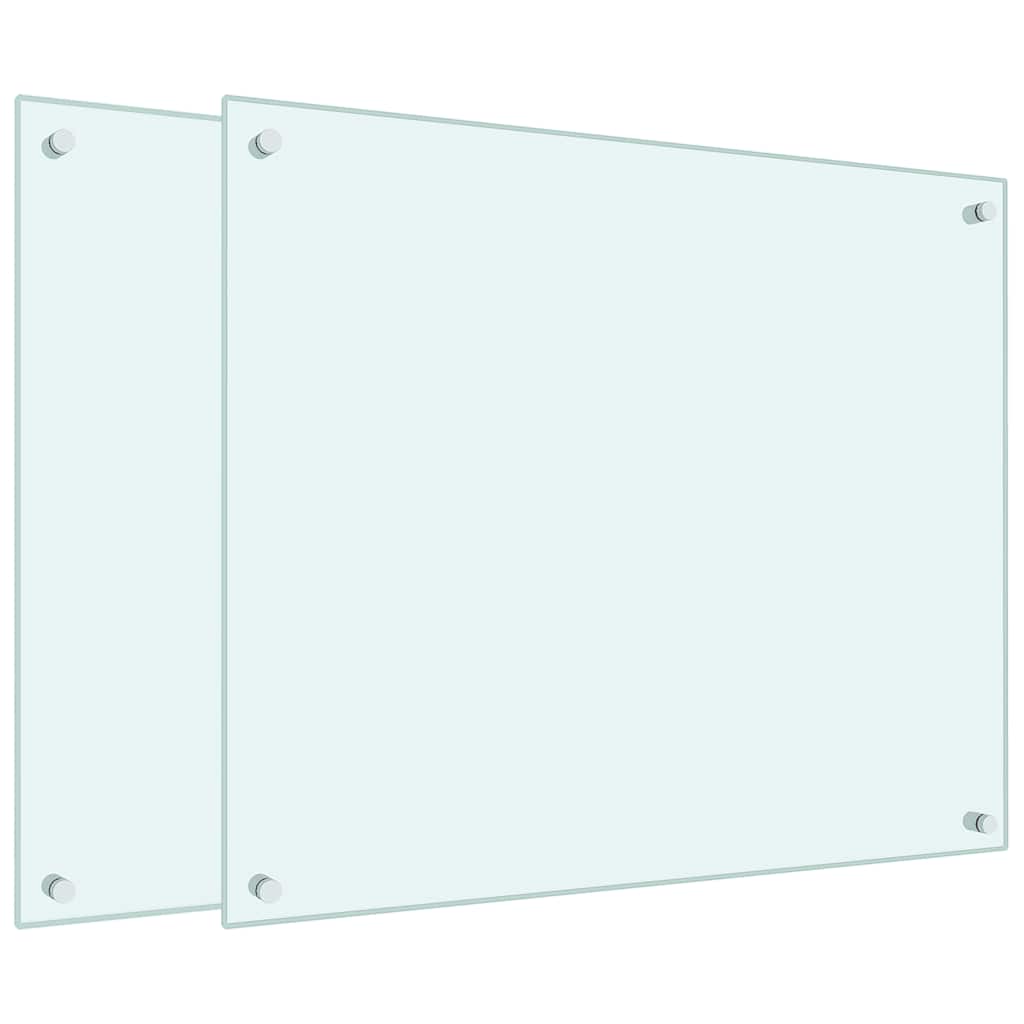 vidaXL Kitchen Backsplashes 2 pcs White 70x60 cm Tempered Glass