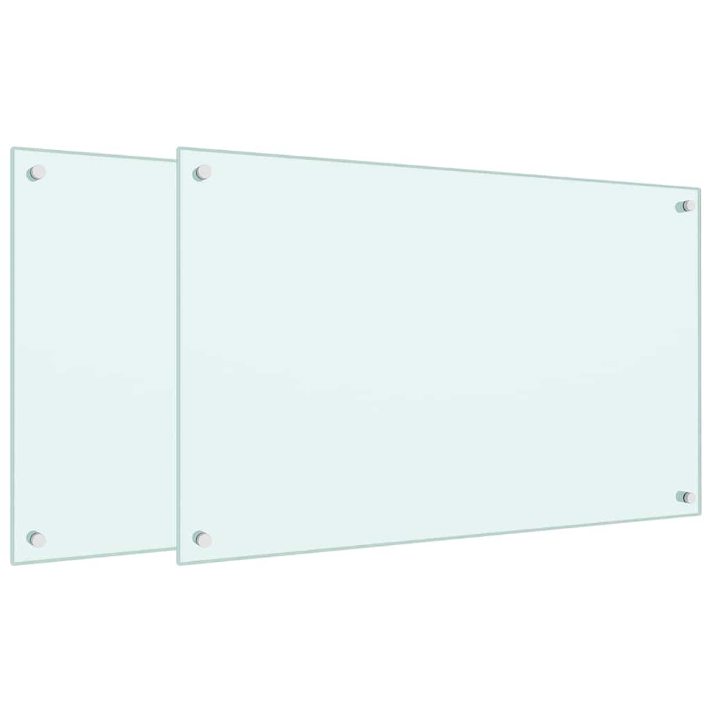 vidaXL Kitchen Backsplashes 2 pcs White 80x50 cm Tempered Glass
