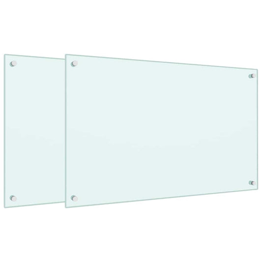 vidaXL Kitchen Backsplashes 2 pcs White 80x50 cm Tempered Glass