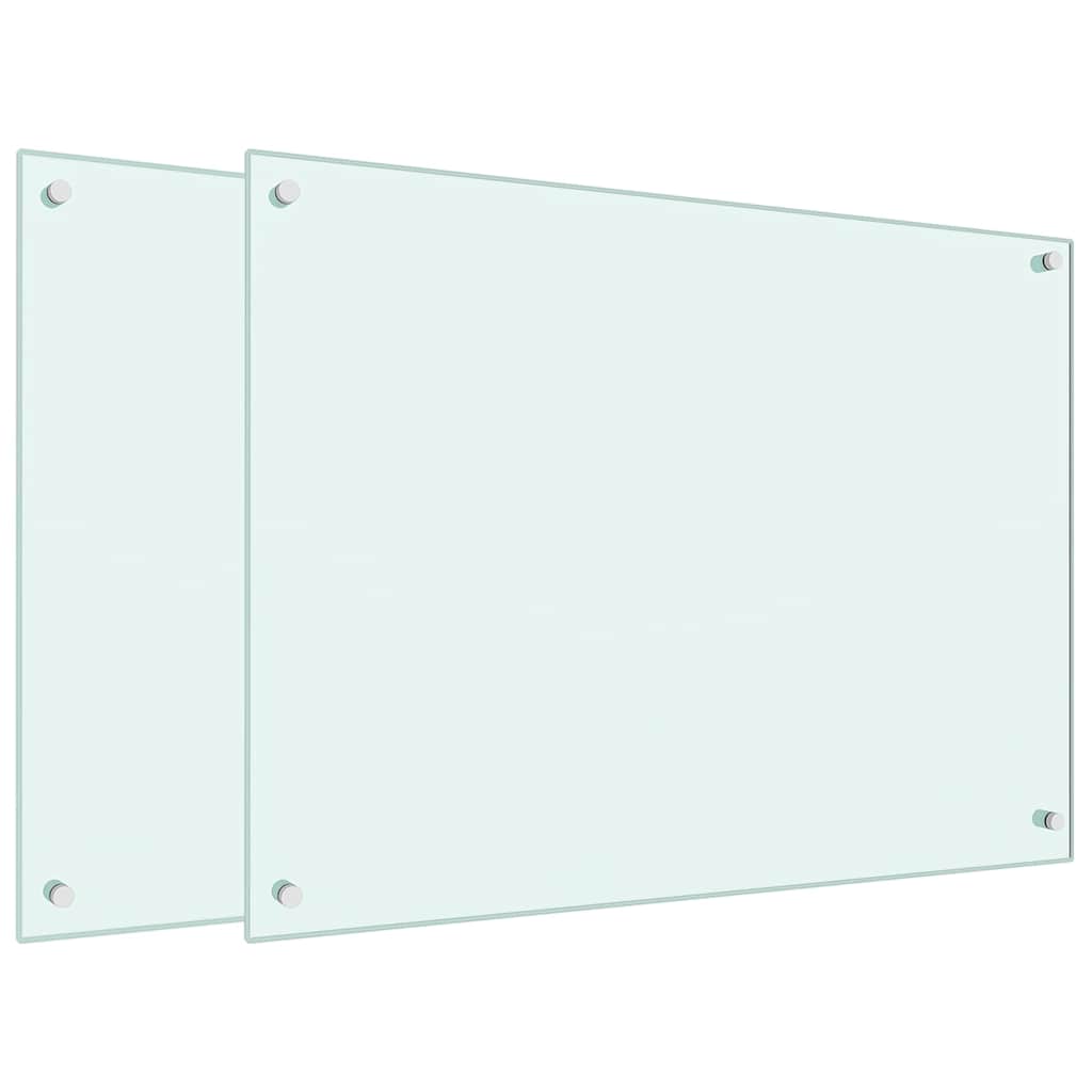 vidaXL Kitchen Backsplashes 2 pcs White 80x60 cm Tempered Glass