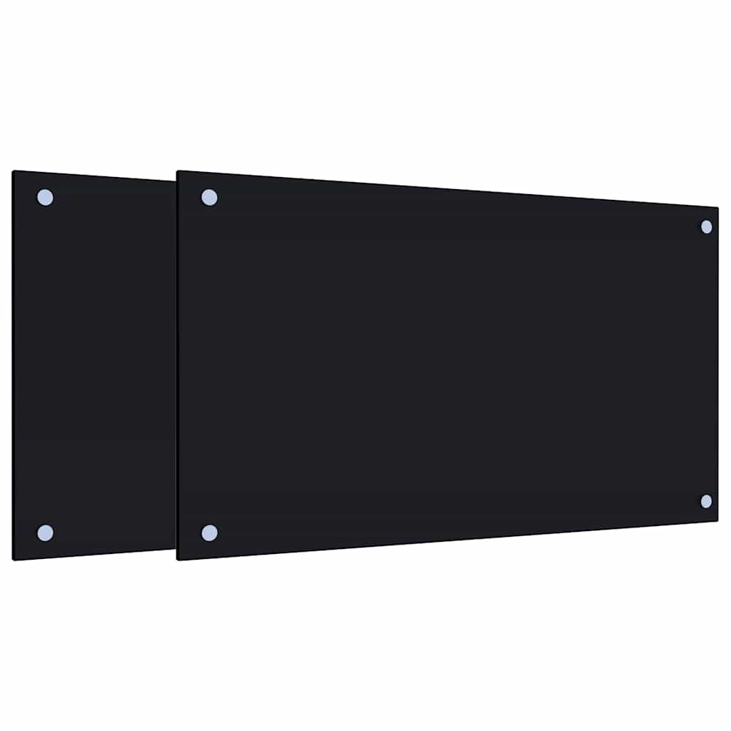 vidaXL Kitchen Backsplashes 2 pcs Black 70x40 cm Tempered Glass
