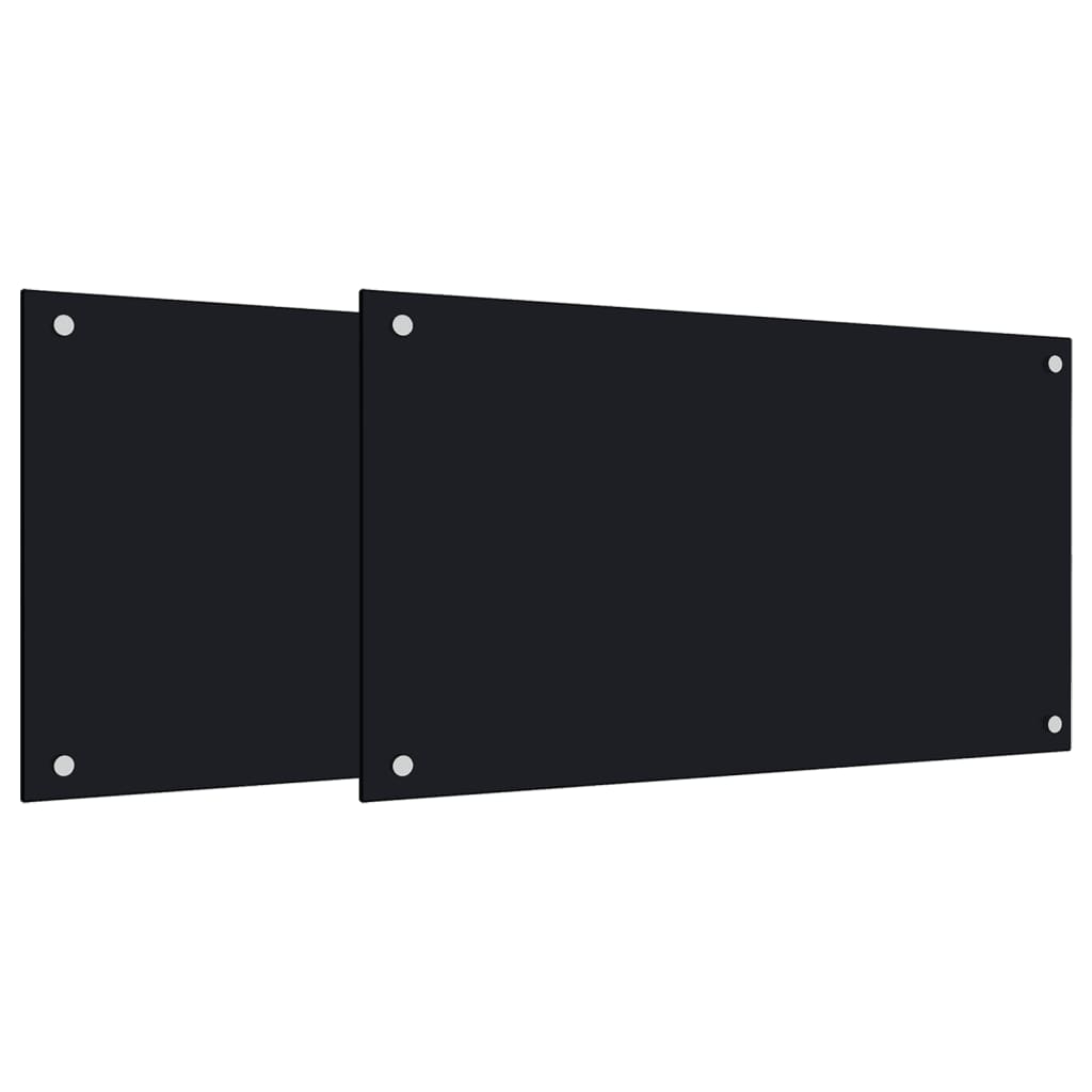 vidaXL Kitchen Backsplashes 2 pcs Black 70x50 cm Tempered Glass