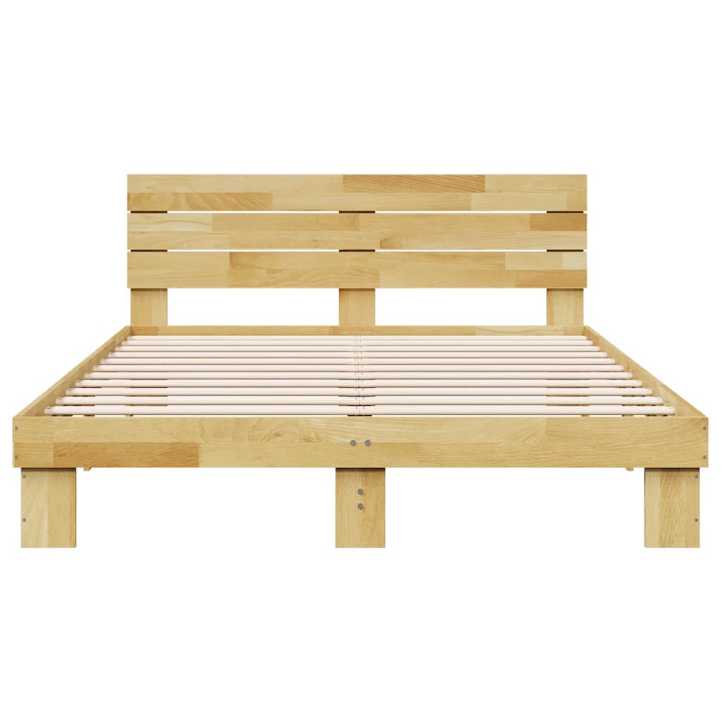 Bed Frame with Headboard without Mattress 135x190 cm Solid Wood Oak