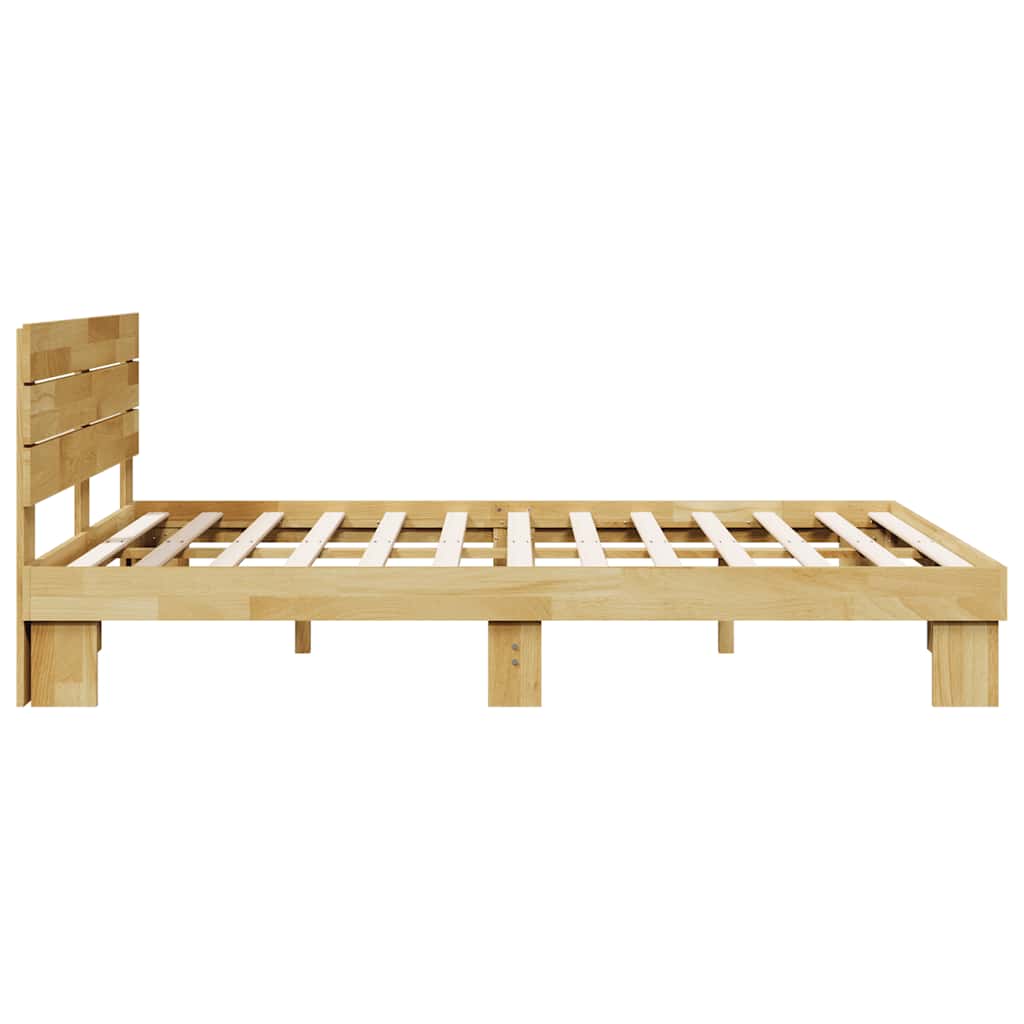 Bed Frame with Headboard without Mattress 135x190 cm Solid Wood Oak