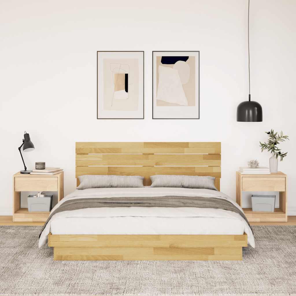 Bed Frame with Headboard without Mattress 150x200 cm King Size Solid Wood Oak
