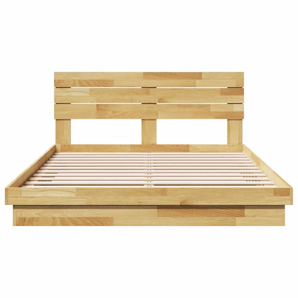 Bed Frame with Headboard without Mattress 150x200 cm King Size Solid Wood Oak