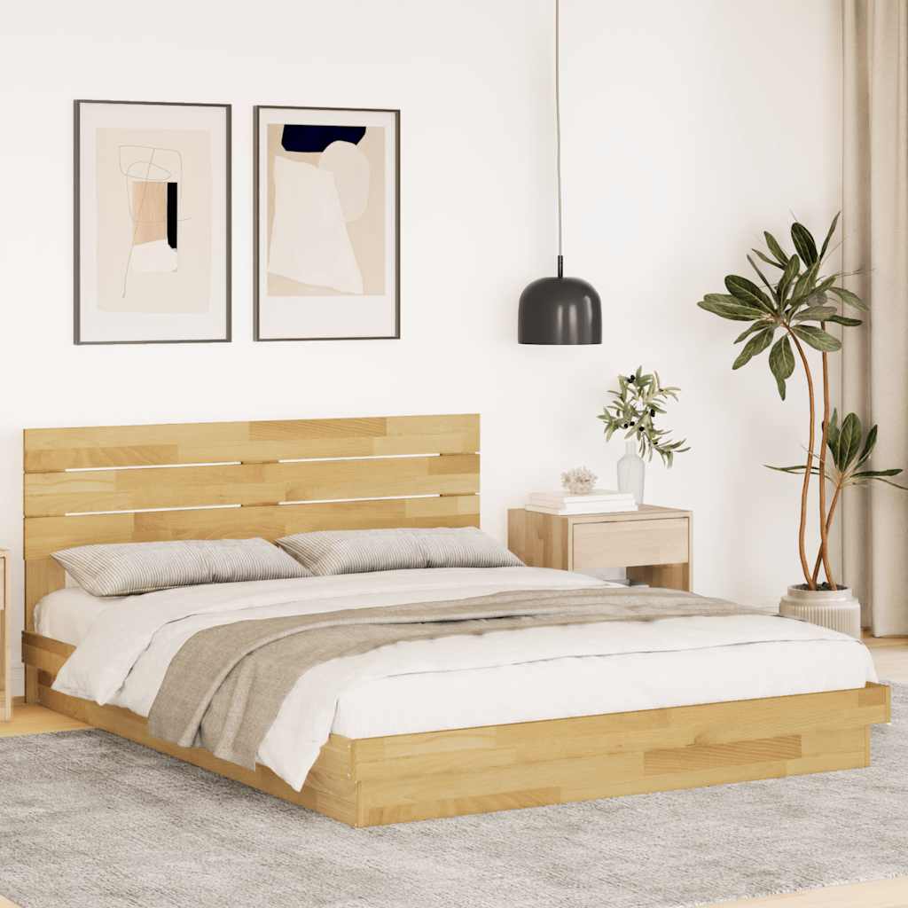 Bed Frame with Headboard without Mattress 150x200 cm King Size Solid Wood Oak