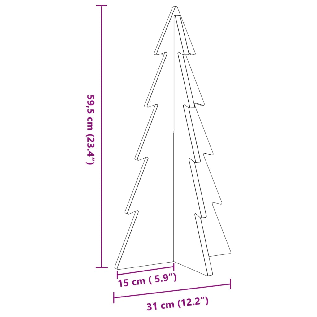 vidaXL Wooden Christmas Tree for Decoration 59.5 cm Solid Wood Pine