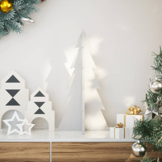 vidaXL Wooden Christmas Tree for Decoration White 59.5 cm Solid Wood Pine