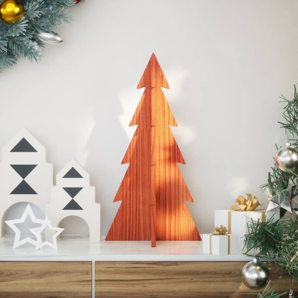 vidaXL Wooden Christmas Tree for Decoration Wax Brown 59.5 cm Solid Wood Pine