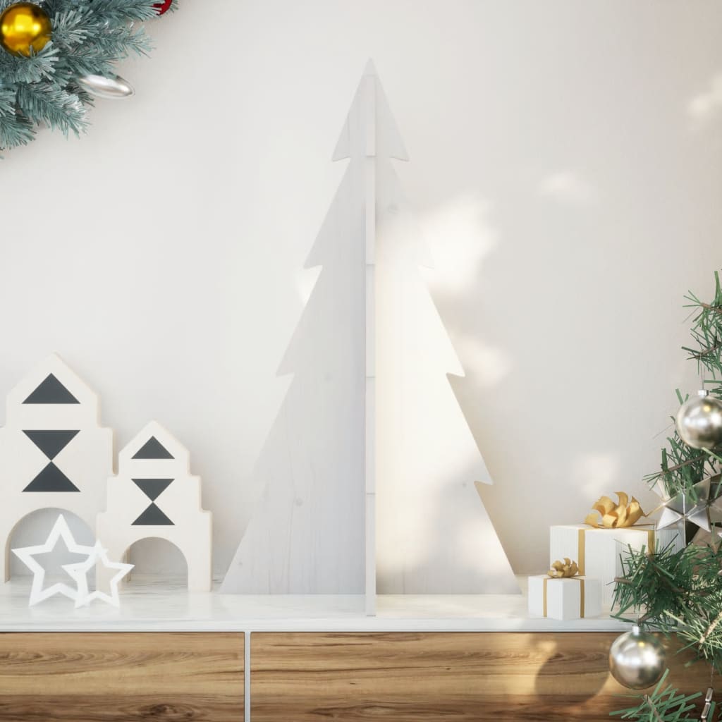 vidaXL Wooden Christmas Tree for Decoration White 80 cm Solid Wood Pine