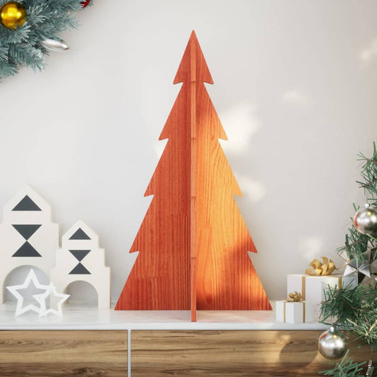 vidaXL Wooden Christmas Tree for Decoration Wax Brown 80 cm Solid Wood Pine