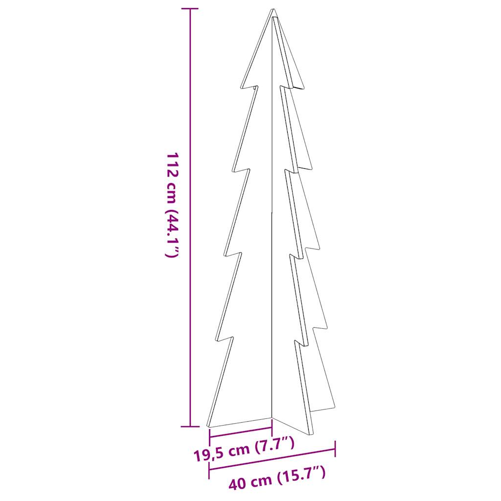 vidaXL Wooden Christmas Tree for Decoration White 112 cm Solid Wood Pine