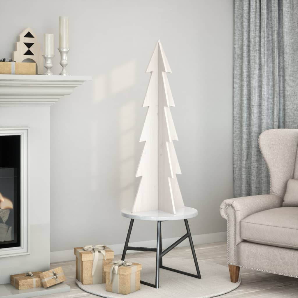 vidaXL Wooden Christmas Tree for Decoration White 112 cm Solid Wood Pine