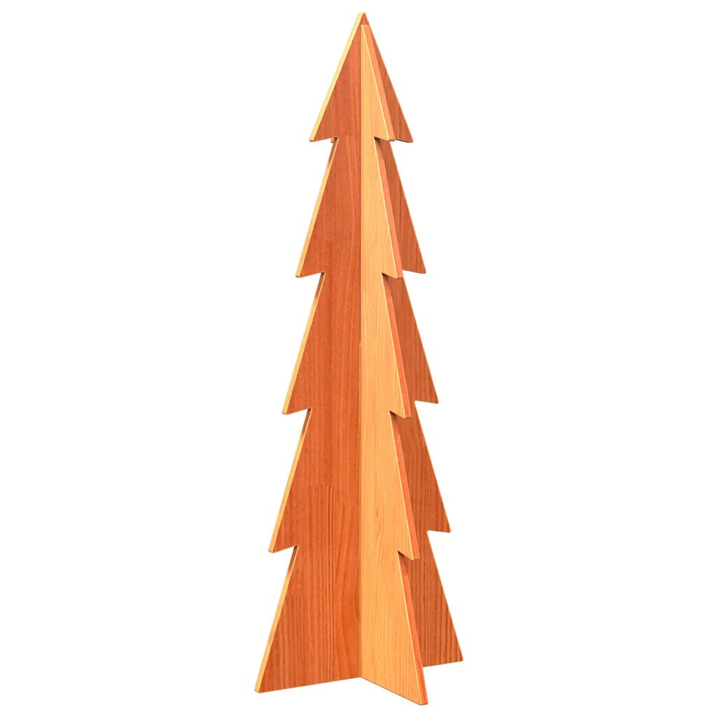 vidaXL Wooden Christmas Tree for Decoration Wax Brown 112 cm Solid Wood Pine