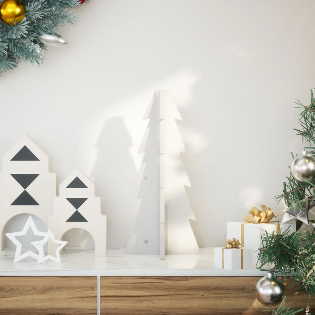 vidaXL Wooden Christmas Tree for Decoration White 49 cm Solid Wood Pine