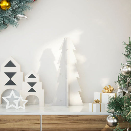 vidaXL Wooden Christmas Tree for Decoration White 49 cm Solid Wood Pine