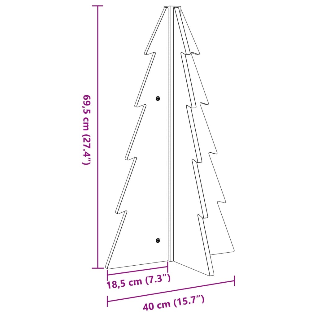 vidaXL Wooden Christmas Tree for Decoration 69.5 cm Solid Wood Pine