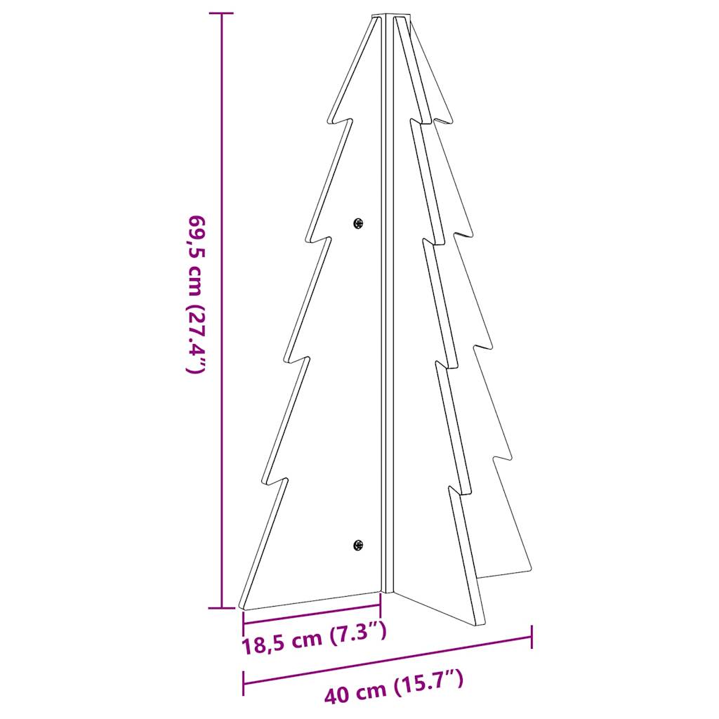 vidaXL Wooden Christmas Tree for Decoration White 69.5 cm Solid Wood Pine