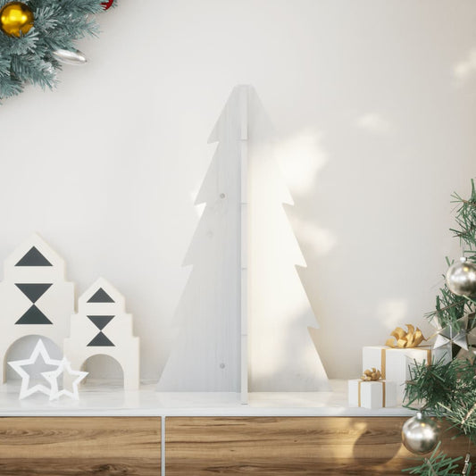 vidaXL Wooden Christmas Tree for Decoration White 69.5 cm Solid Wood Pine