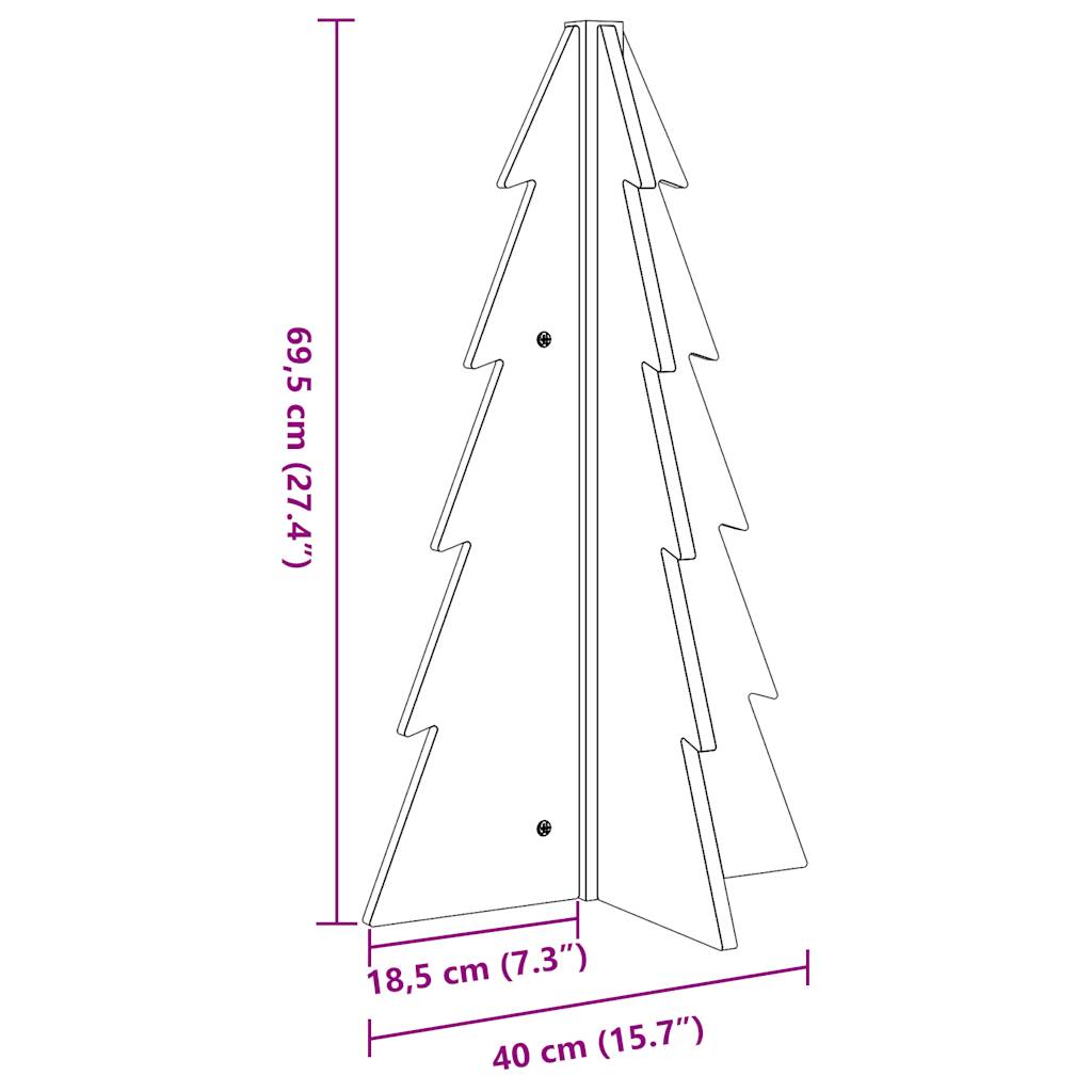 vidaXL Wooden Christmas Tree for Decoration Wax Brown 69.5 cm Solid Wood Pine