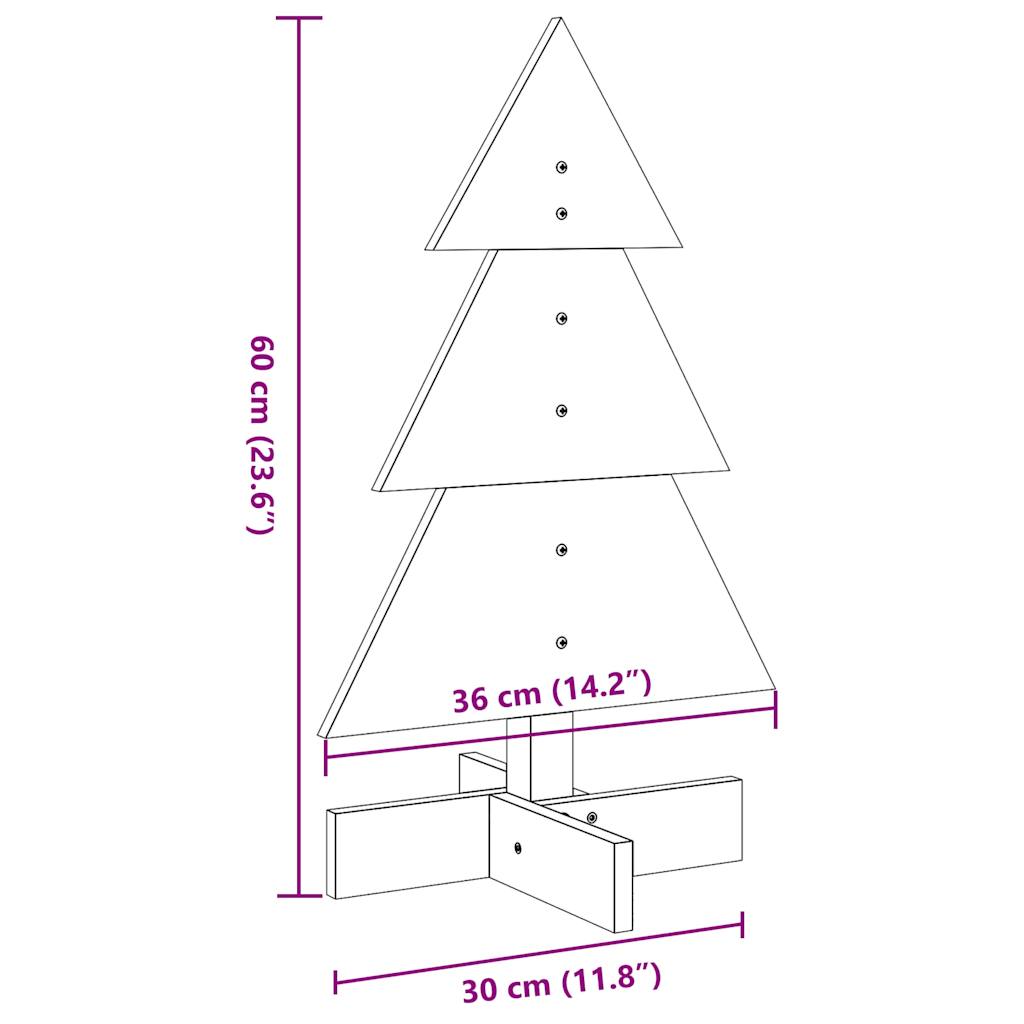 vidaXL Wooden Christmas Tree for Decoration White 60 cm Solid Wood Pine