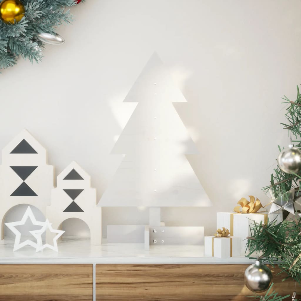 vidaXL Wooden Christmas Tree for Decoration White 60 cm Solid Wood Pine