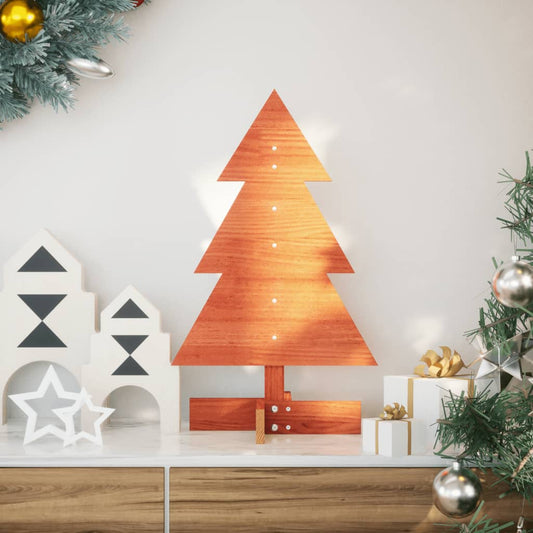 vidaXL Wooden Christmas Tree for Decoration Wax Brown 60 cm Solid Wood Pine