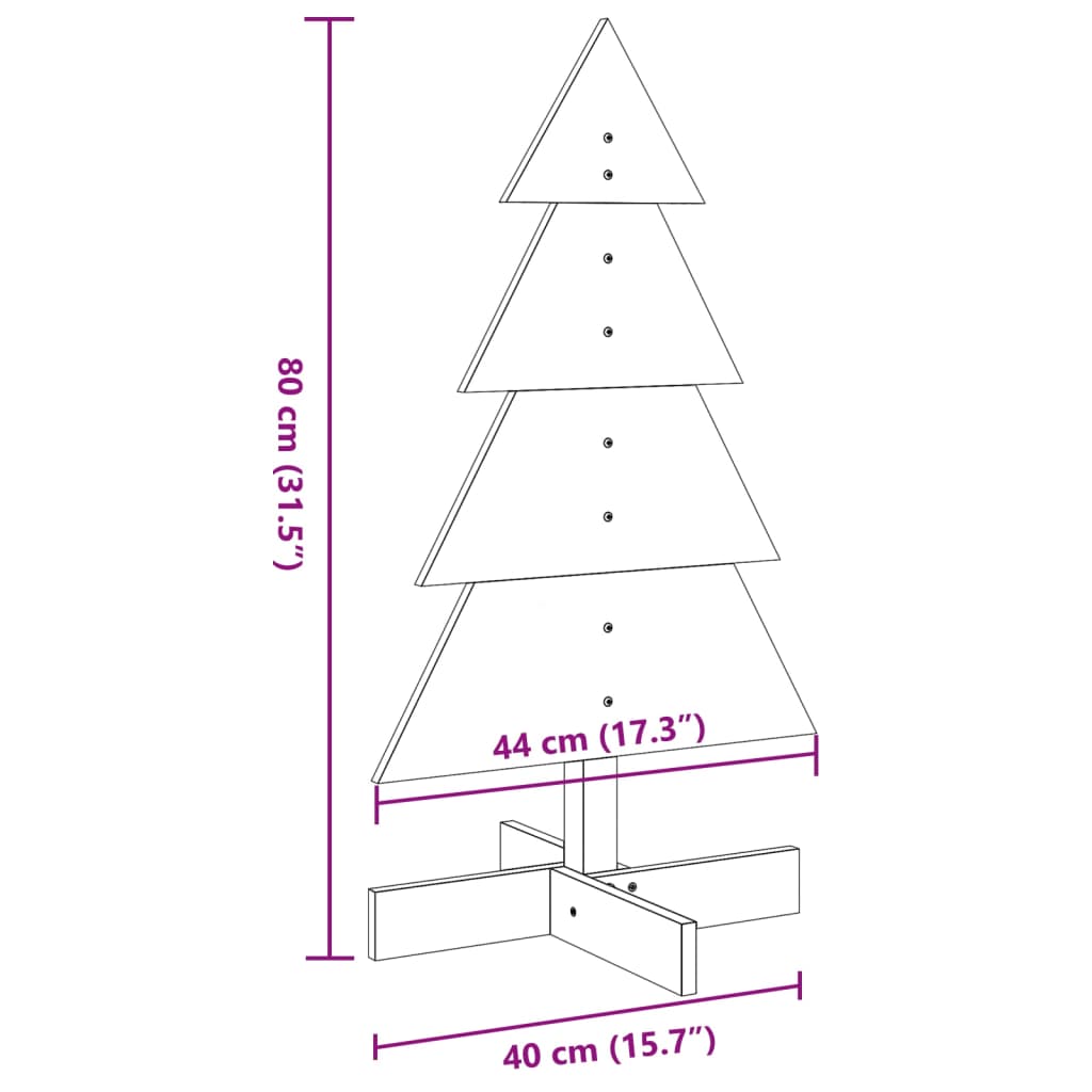 vidaXL Wooden Christmas Tree for Decoration 80 cm Solid Wood Pine