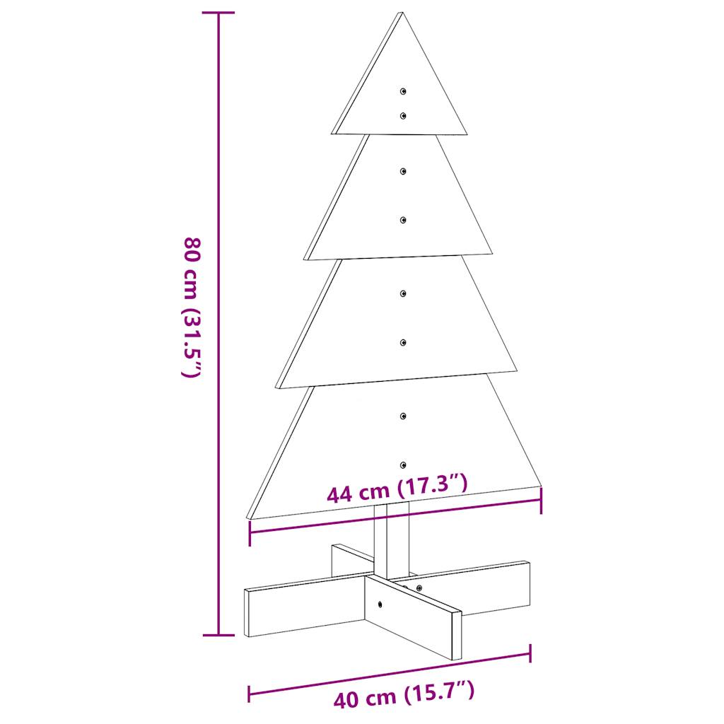 vidaXL Wooden Christmas Tree for Decoration White 80 cm Solid Wood Pine