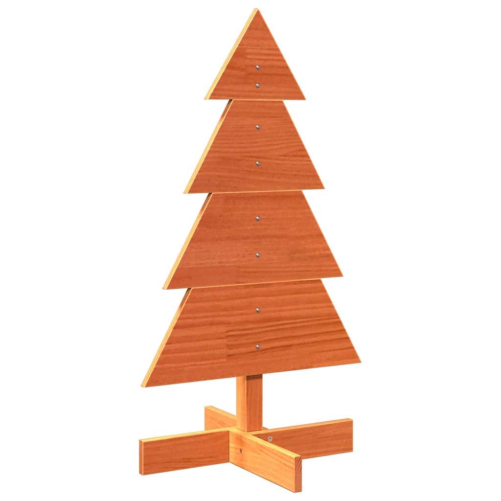 vidaXL Wooden Christmas Tree for Decoration Wax Brown 80 cm Solid Wood Pine