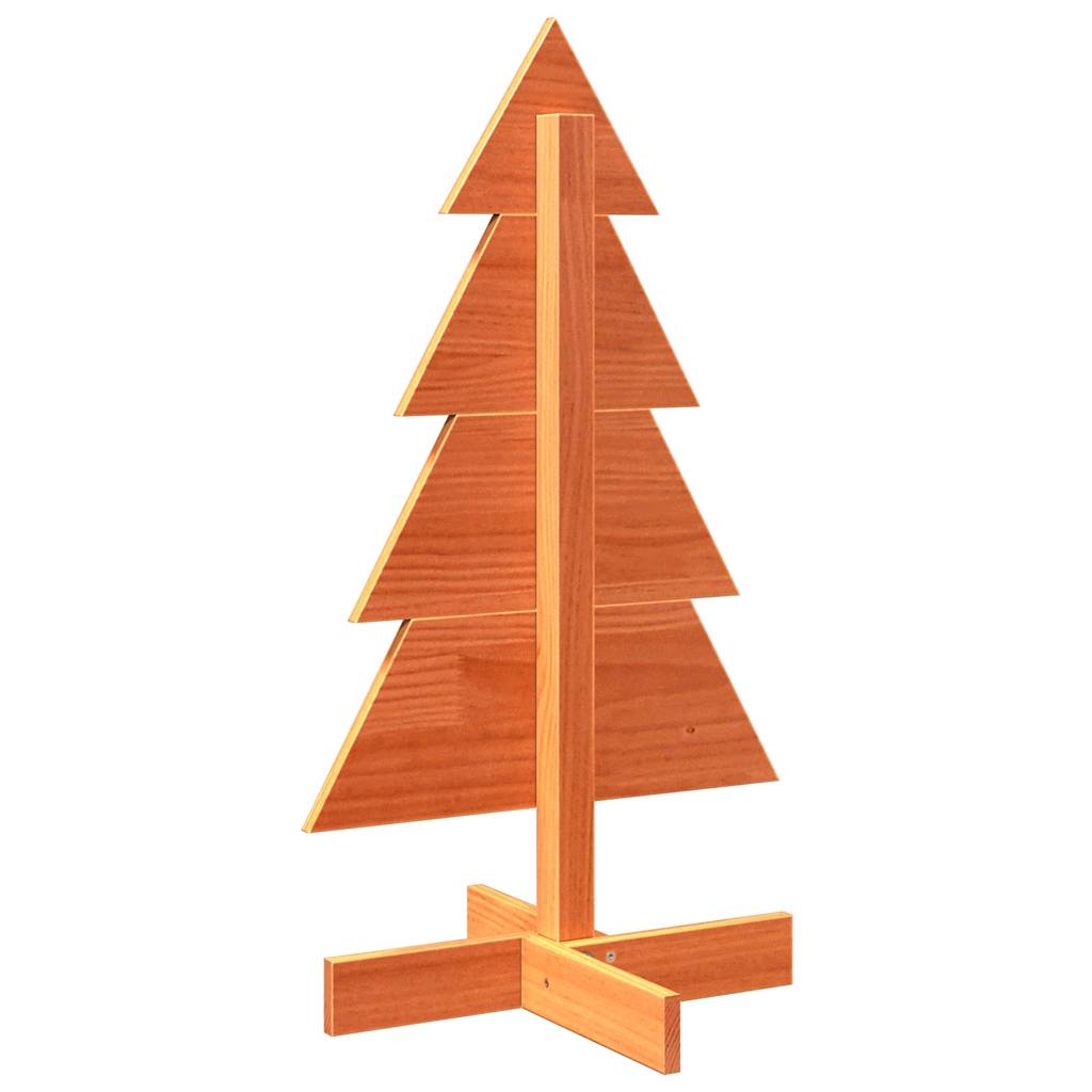 vidaXL Wooden Christmas Tree for Decoration Wax Brown 80 cm Solid Wood Pine