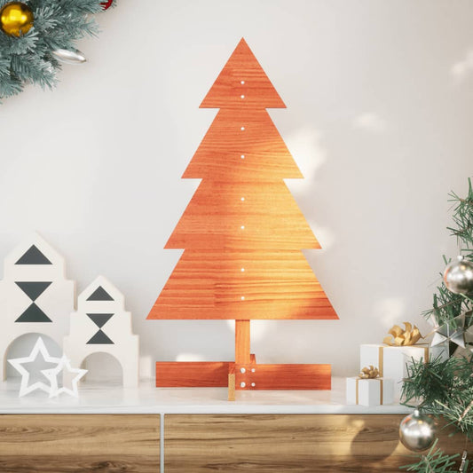 vidaXL Wooden Christmas Tree for Decoration Wax Brown 80 cm Solid Wood Pine