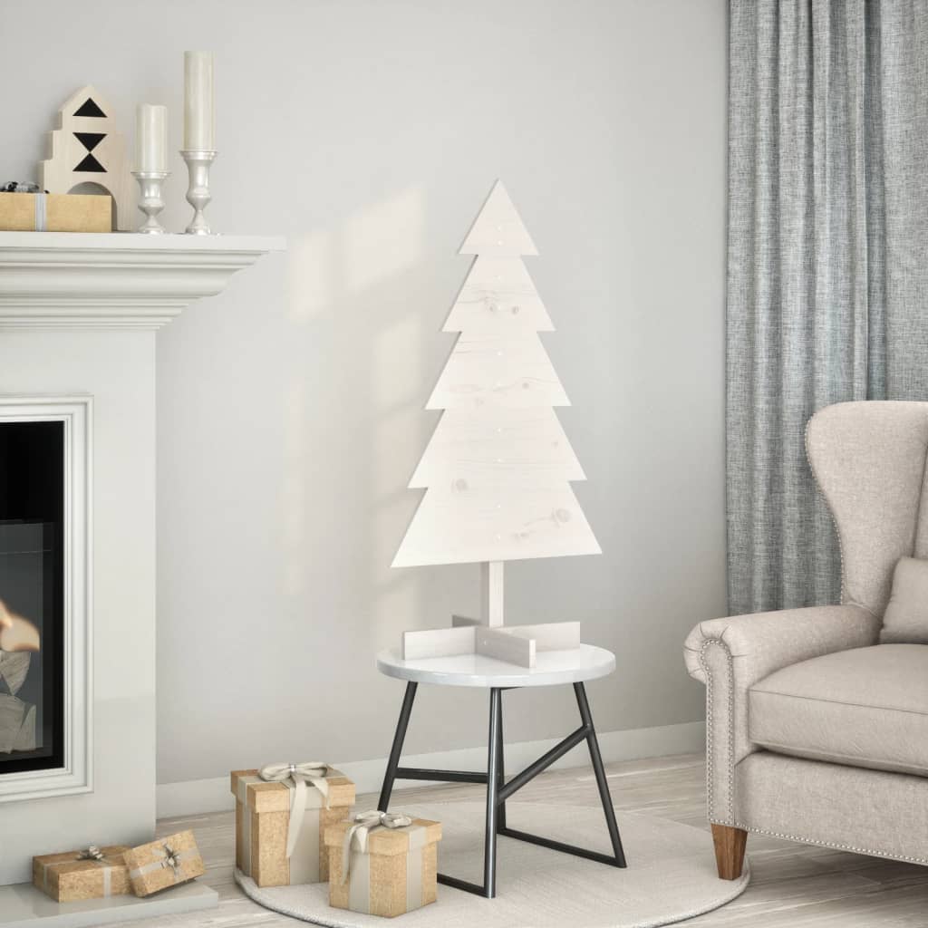 vidaXL Wooden Christmas Tree for Decoration White 100 cm Solid Wood Pine