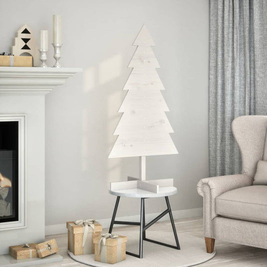 vidaXL Wooden Christmas Tree for Decoration White 120 cm Solid Wood Pine