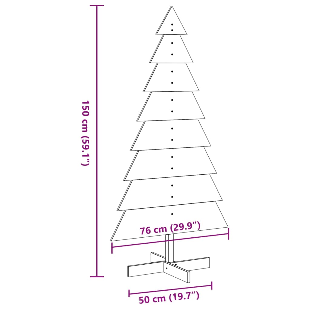 vidaXL Wooden Christmas Tree for Decoration 150 cm Solid Wood Pine