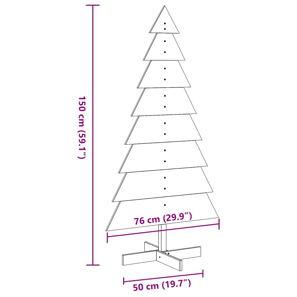 vidaXL Wooden Christmas Tree for Decoration White 150 cm Solid Wood Pine