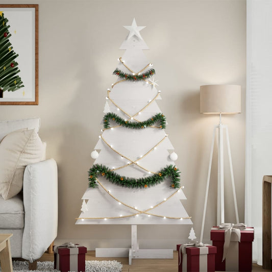 vidaXL Wooden Christmas Tree for Decoration White 150 cm Solid Wood Pine