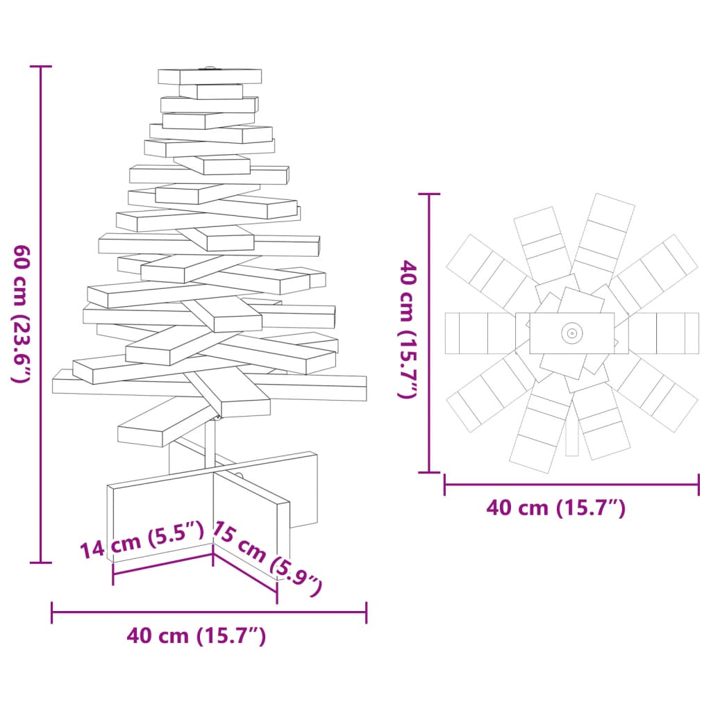 vidaXL Wooden Christmas Tree for Decoration 60 cm Solid Wood Pine