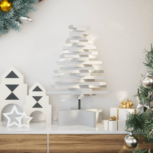 vidaXL Wooden Christmas Tree for Decoration White 60 cm Solid Wood Pine