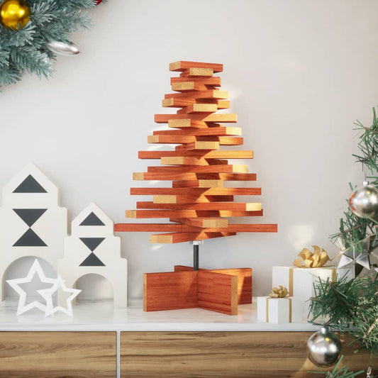 vidaXL Wooden Christmas Tree for Decoration Wax Brown 60 cm Solid Wood Pine