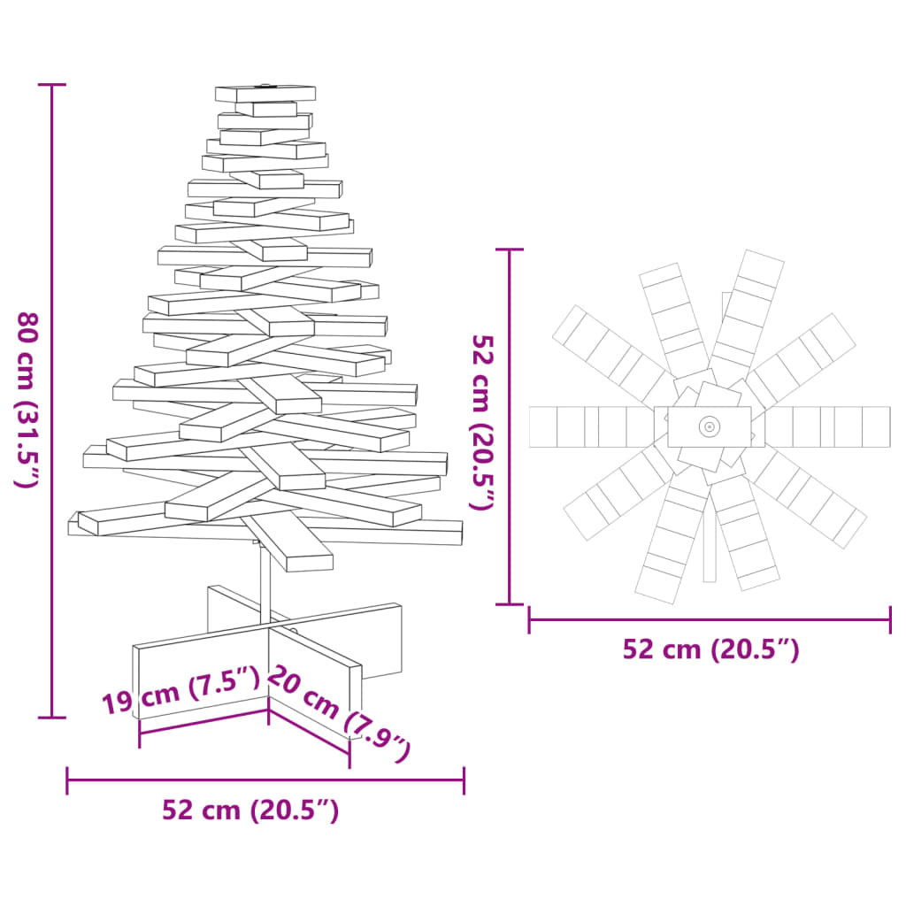 vidaXL Wooden Christmas Tree for Decoration 80 cm Solid Wood Pine