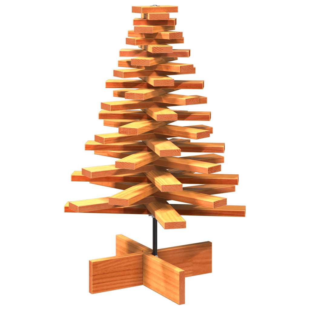 vidaXL Wooden Christmas Tree for Decoration Wax Brown 80 cm Solid Wood Pine