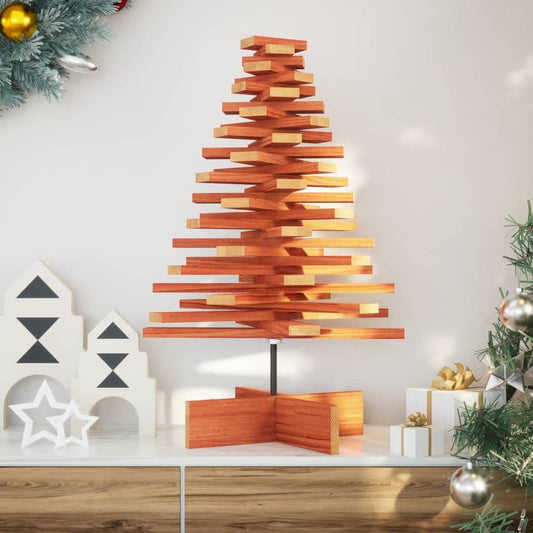 vidaXL Wooden Christmas Tree for Decoration Wax Brown 80 cm Solid Wood Pine