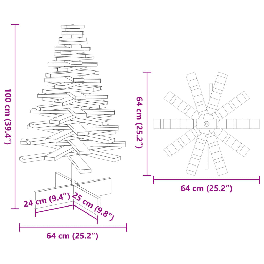 vidaXL Wooden Christmas Tree for Decoration 100 cm Solid Wood Pine